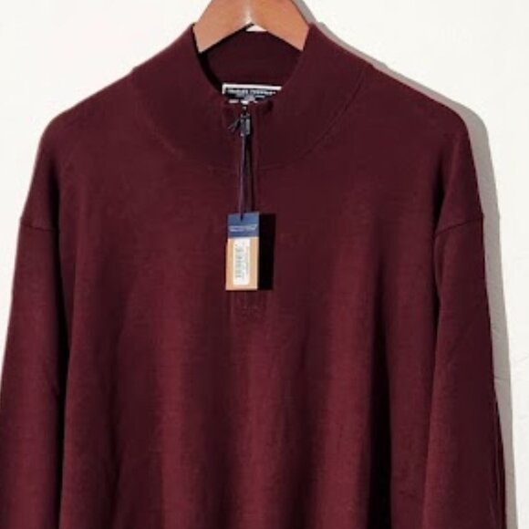 Charles Tyrwitt Men's 1/4 Zip Long Sleeve Pullover Sweater Burgundy Size XXL - Picture 2 of 4